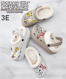 nissen | PEANUTS（ピーナッツ）ボア付厚底クロックシューズ（スヌーピー）(バレエシューズ)