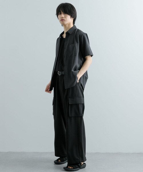 SENSE OF PLACE by URBAN RESEARCH(センスオブプレイスバイアーバンリサーチ)の「『ユニセックス』『UR TECH DRYLUXE』リネンライクシャツ(5分袖)(シャツ/ブラウス・メンズ・GREIGE/CHARCOAL/NAVY/L.BLUE/BROWN/ORANGE・S/M/L)」の13枚目の写真