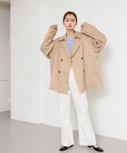 SENSE OF PLACE by URBAN RESEARCH（センスオブプレイスバイアーバンリサーチ）の「2WAYショートトレンチコート（ステンカラーコート・レディース・IVORY/BEIGE・one）」の19枚目の写真