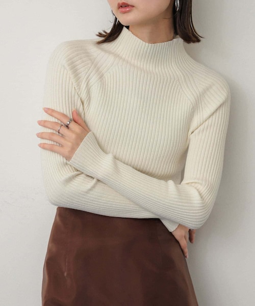 SENSE OF PLACE by URBAN RESEARCH(センスオブプレイスバイアーバンリサーチ)の「ストレッチリブハイネックセーター(ニット/セーター・レディース・RED/WHT×BLK/IVORY/BLACK/BEIGE/NAVY/ORANGE/BLUE/GREEN/PURPLE/CHARCOAL・One/COMPACT)」の1枚目の写真