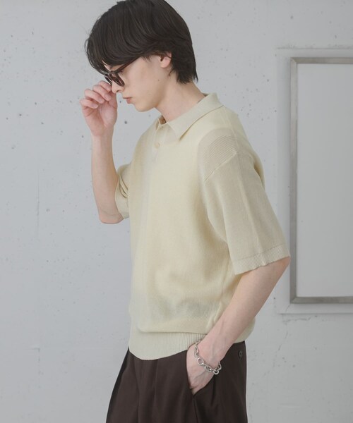 SENSE OF PLACE by URBAN RESEARCH(センスオブプレイスバイアーバンリサーチ)の「『ユニセックス/洗濯可』エアリーメランジニットポロシャツ(ニット/セーター・メンズ・IVORY/BLACK/CHARCOAL/MOCHA/NAVY・M/L)」の16枚目の写真