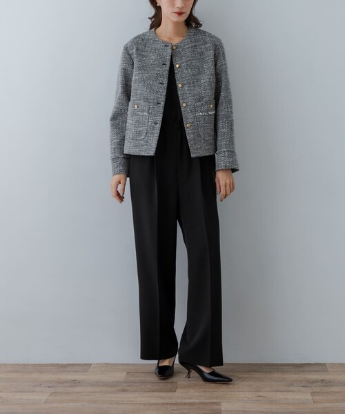 URBAN RESEARCH（アーバンリサーチ）の「ツイードノーカラージャケット（ノーカラージャケット・レディース・OFF MIX/BLACK MIX・FREE）」の21枚目の写真