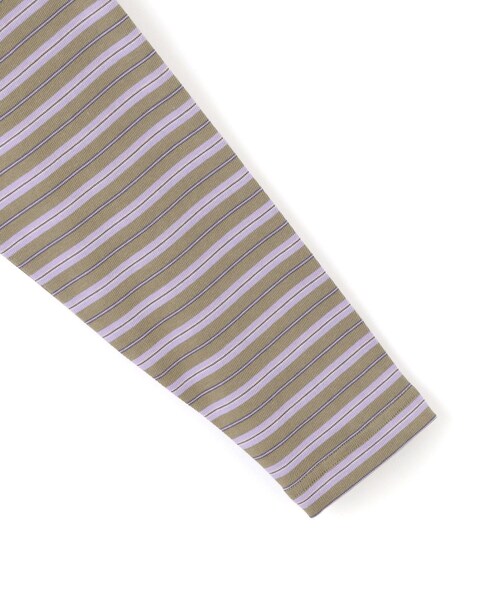 ADAM ET ROPE'(アダムエロペ)の「【HOMME girls×FRUIT OF THE LOOM】Striped Long Sleeve Polo(ポロシャツ・レディース・ラベンダー・S)」の7枚目の写真