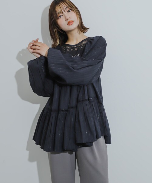 SENSE OF PLACE by URBAN RESEARCH（センスオブプレイスバイアーバンリサーチ）の「インドレースティアードチュニック（チュニック・レディース・OFF WHITE/BLUE/BLACK・one）」の20枚目の写真