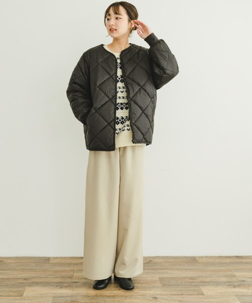 ITEMS URBANRESEARCH(アイテムズ アーバンリサーチ)の「中綿キルトノーカラージャケット(その他アウター・レディース・CHA/L.BEIGE/BEG/BLK・FREE)」の9枚目の写真