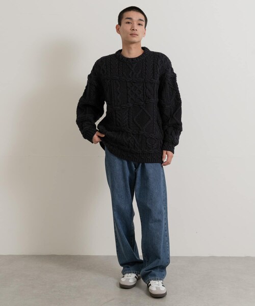 THE GOODLAND MARKET（ザグッドランドマーケット）の「米富繊維　CRAZY ARAN PULLOVER-3（ニット/セーター・メンズ・63NAVY/10WHITE・L）」の10枚目の写真