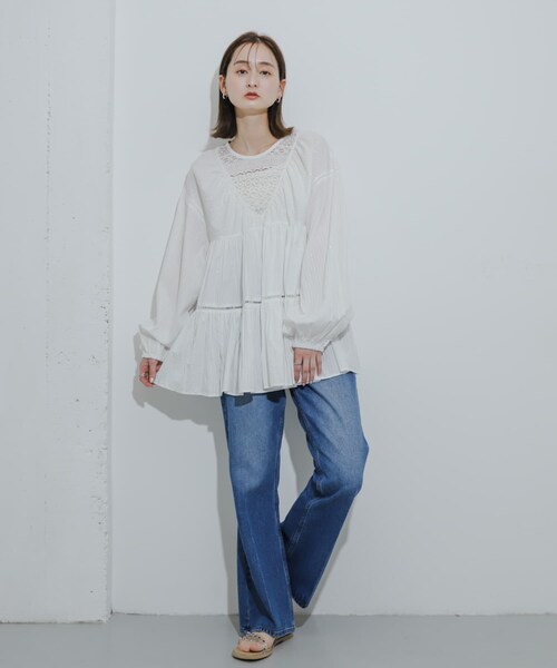 SENSE OF PLACE by URBAN RESEARCH（センスオブプレイスバイアーバンリサーチ）の「インドレースティアードチュニック（チュニック・レディース・OFF WHITE/BLUE/BLACK・one）」の9枚目の写真