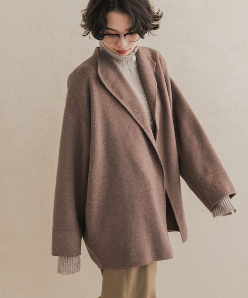 URBAN RESEARCH DOORS(アーバンリサーチドアーズ)の「ウールリバーミドルガウンコート(テーラードジャケット・レディース・杢BROWN/杢L.GREGE/CHECK・Free)」の8枚目の写真