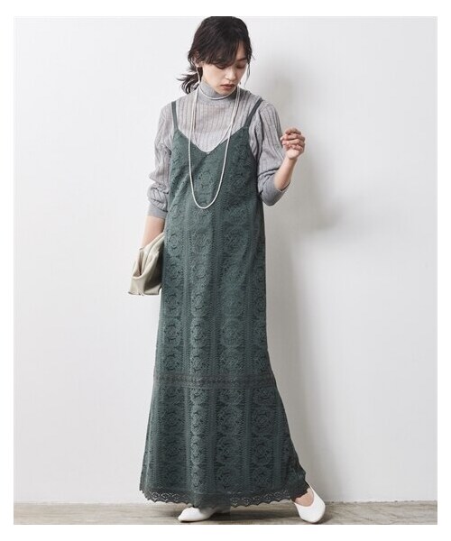 nissen（ニッセン）の「大きいサイズ レースキャミソールマキシワンピース シックスタイル（ワンピース・レディース・ベージュ/グリーン・L/LL/3L/4L/5L/6L/8L/10L）」の13枚目の写真