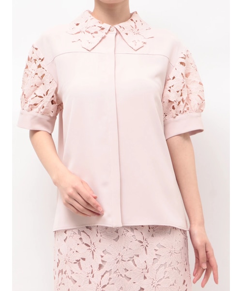 TONAL（トーナル）の「ケミカルレースハーフスリーブシャツ（シャツ/ブラウス・レディース・オフホワイト/ピンク/アイスブルー・M）」の7枚目の写真