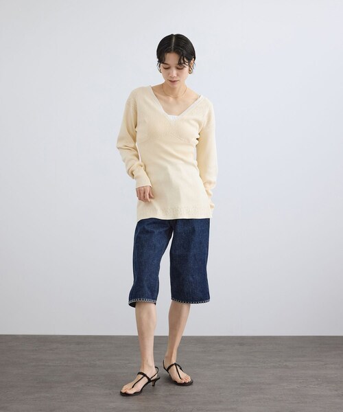 ADAM ET ROPE'(アダムエロペ)の「【crinkle crinkle crinkle】geometric jacquard knit(ニット/セーター・レディース・オフホワイト・F)」の7枚目の写真