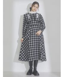 merry jenny | チューリップ刺繍checkワンピース(ワンピース)