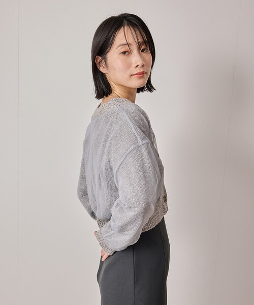 NERGY（ナージー）の「【ウォッシャブル対応】チュールコンビニットカーディガン（カーディガン/ボレロ・レディース・グレー/オフホワイト・F）」の12枚目の写真