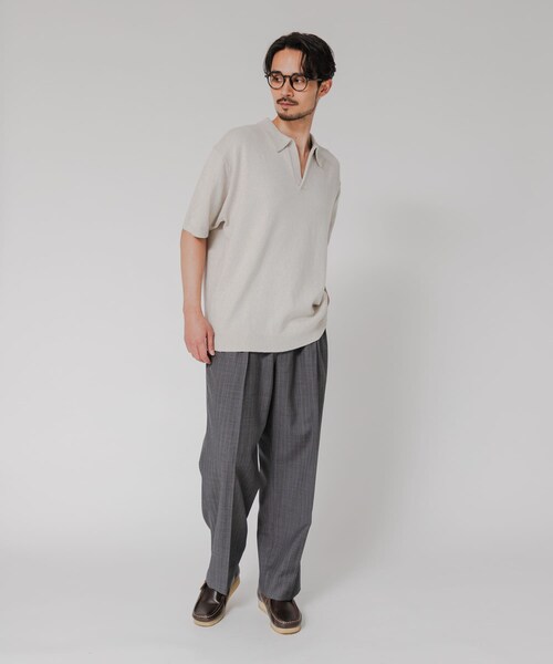 URBAN RESEARCH(アーバンリサーチ)の「SILK NOIL スキッパーポロニット(ポロシャツ・メンズ・NATURAL/BLACK・M/L)」の8枚目の写真