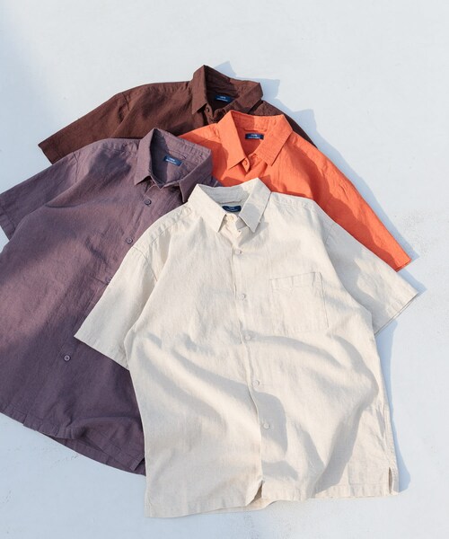 ITEMS URBANRESEARCH（アイテムズ アーバンリサーチ）の「『セットアップ対応』天然素材リネンコットンレギュラーカラー半袖シャツ（シャツ/ブラウス・メンズ・IVO/BRN/CHA/TERRACOTTA・M/L/XL）」の6枚目の写真