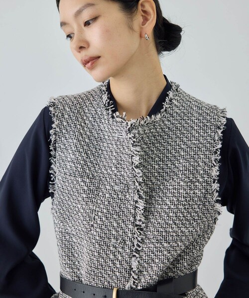 ROPE'(ロペ)の「ミックスツイードジレベスト/26SS(ベスト・レディース・ブラック系/オフホワイト/ネイビー・F)」の5枚目の写真