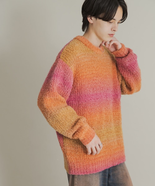 SENSE OF PLACE by URBAN RESEARCH（センスオブプレイスバイアーバンリサーチ）の「『ユニセックス』ブークレグラデーションニット（ニット/セーター・メンズ・L.GRAY/CHARCOAL/BLUE/ORANGE/YELLOW/BROWN・M/L）」の6枚目の写真