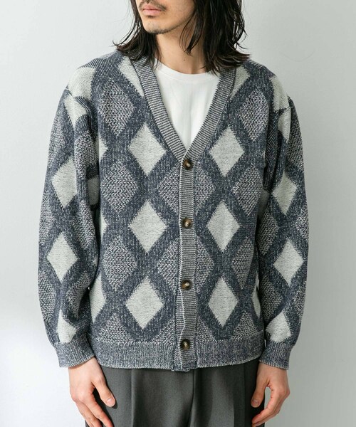 URBAN RESEARCH Sonny Label（アーバンリサーチサニーレーベル）の「ジャガードVネックニットカーディガン（カーディガン/ボレロ・メンズ・ボルドー/オフ/グリーン・M/L）」の7枚目の写真