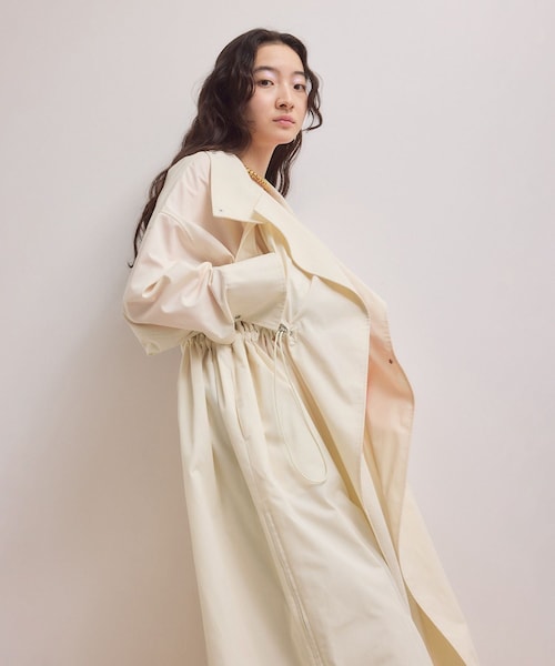 ADAM ET ROPE'(アダムエロペ)の「【WEB限定】・【サステナブル】スタンドカラーロングモッズコート(モッズコート・レディース・ブラック/オフホワイト/ブラウン系・F)」の14枚目の写真