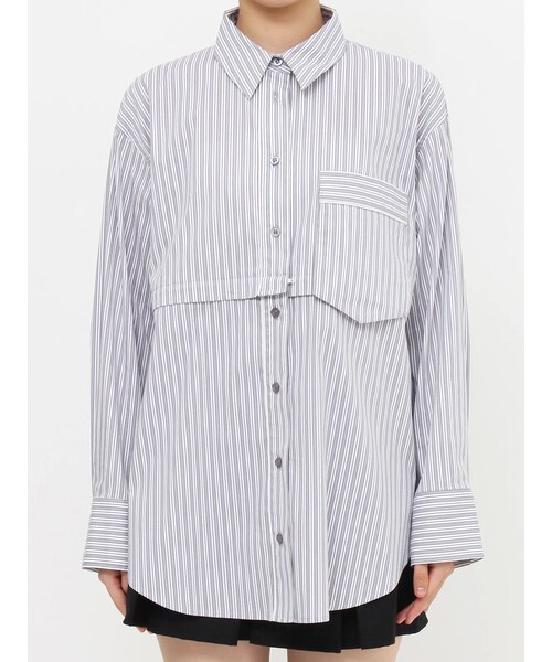 EMODA（エモダ）の「2WAYオーバーシャツ（シャツ/ブラウス・レディース・ホワイト/グレー/ブルー/ベージュ・F）」の2枚目の写真