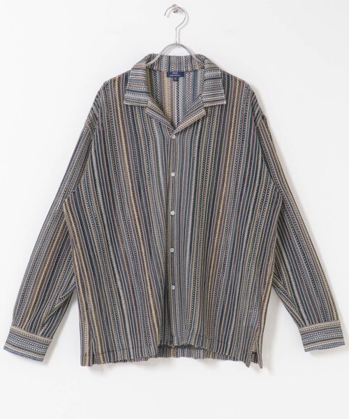 ITEMS URBANRESEARCH(アイテムズ アーバンリサーチ)の「マルチストライプレースオープンカラーシャツ(シャツ/ブラウス・メンズ・BLU/BLK/GRN・M/L)」の17枚目の写真