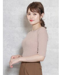 dazzlin | ボートネックイレリブハーフスリーブニットトップス(ニット/セーター)