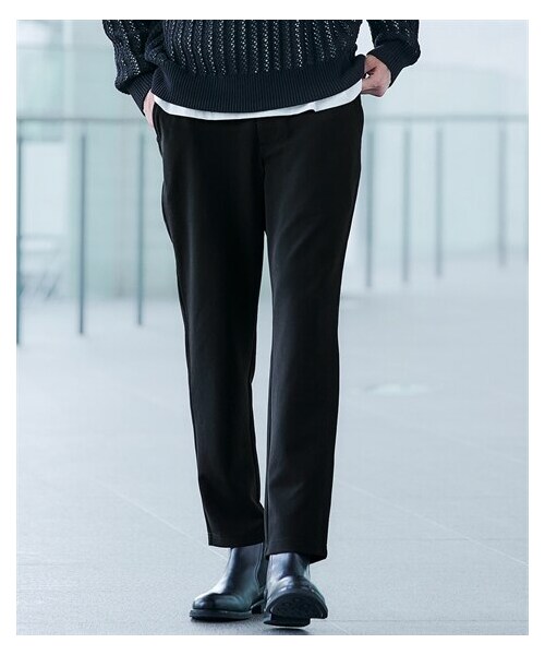 nissen（ニッセン）の「【ヨメサックさんファミリー着用】【メンズスーツ】セットアップ可能　ふくれ織風カットソーテーパードパンツ【大きいサイズ有】（パンツ・メンズ・ブラウン/黒/ネイビー・M/L/LL/3L/4L/5L/6L/8L/10L）」の11枚目の写真