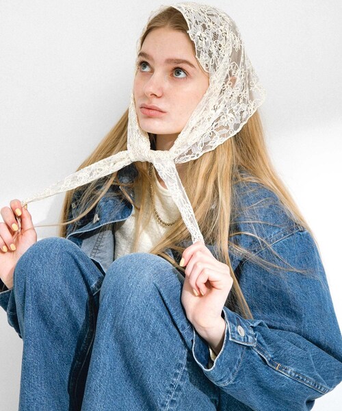 URBAN RESEARCH Sonny Label（アーバンリサーチサニーレーベル）の「チュールエンブロイダリーストール（ストール/ショール・レディース・オフ/ブラック・one）」の3枚目の写真