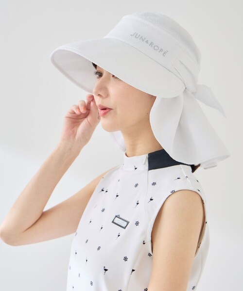 ROPE'（ロペ）の「クールマックスサッカー３ＷＡＹハット/UV・遮熱（ハット・レディース・ブラック/ホワイト/カーキ・F）」の17枚目の写真