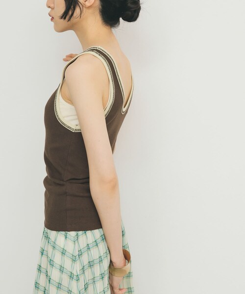 KBF（ケイビーエフ）の「バイカラータンクトップ（タンクトップ・レディース・L.BEIGE/BLUE GRAY/D.BROWN・one）」の10枚目の写真
