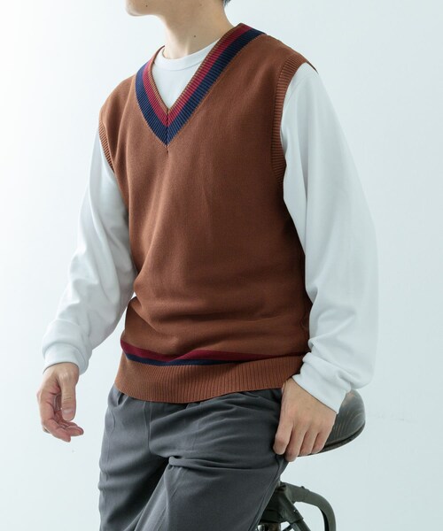 ITEMS URBANRESEARCH（アイテムズ アーバンリサーチ）の「ガーター編みチルデンニットベスト（ベスト・メンズ・BRN/NTL・M/L）」の14枚目の写真