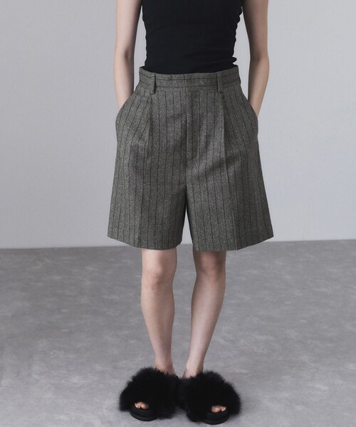 ADAM ET ROPE'（アダムエロペ）の「ツイード＆チェックショートパンツ（その他パンツ・レディース・グレー/ブラウン・36/38）」の2枚目の写真