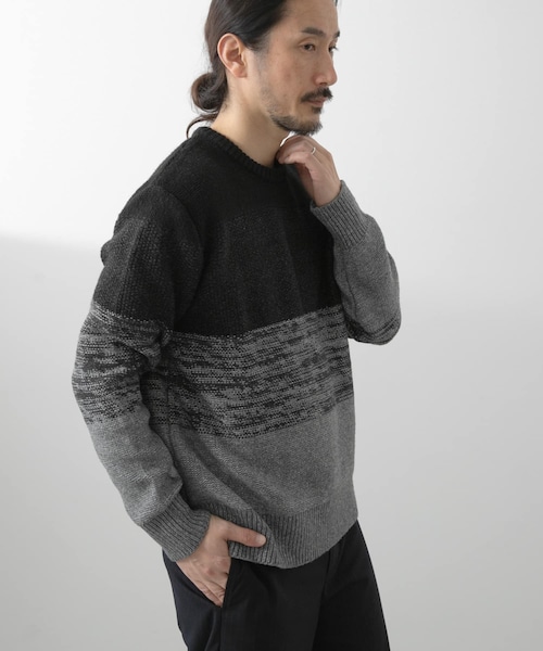 ITEMS URBANRESEARCH（アイテムズ アーバンリサーチ）の「リサイクルヤーン グラデーションニット（ニット/セーター・メンズ・BEG/GRY/BLK・M/L）」の8枚目の写真