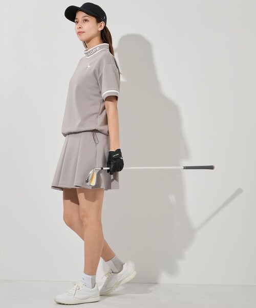 ROPE'（ロペ）の「ダンボールニット5分袖配色プルオーバー/セットアップ対応・UV・接触冷感（Tシャツ/カットソー・レディース・ブラウン/モスグリーン/サックス・L/M/S）」の16枚目の写真