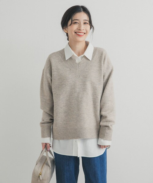 URBAN RESEARCH DOORS(アーバンリサーチドアーズ)の「VネックKNITプルオーバー(ニット/セーター・レディース・GREIGE/RED/NAVY・Free)」の9枚目の写真