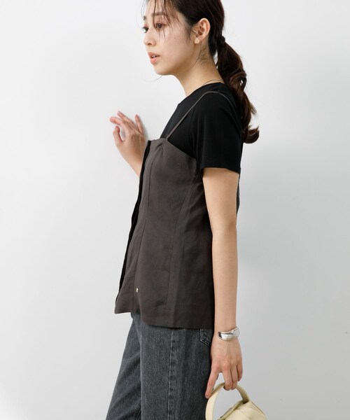 URBAN RESEARCH ROSSO（アーバンリサーチロッソ）の「F by ROSSO　リネン混ビスチェ+半袖Tシャツ（Tシャツ/カットソー・レディース・CCL×BLK/BEG×BEG/CHECK×OFF・FREE）」の19枚目の写真