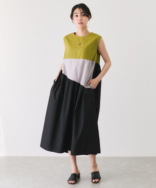 Jayro（ジャイロ）の「配色ノースリーブワンピース（ワンピース・レディース・ベージュ/グリーン/ブルー・M）」の10枚目の写真