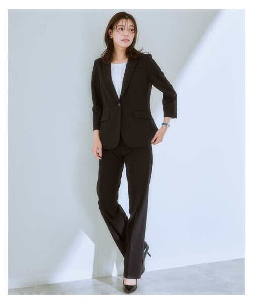 nissen（ニッセン）の「【レディーススーツ】パンツスーツ（７分袖テーラードジャケット＋ストレートパンツ）（タテヨコストレッチ素材）<大きいサイズ有>（フォーマルスーツ/小物・レディース・黒/チャコールグレー/ネイビー/ライトグレー・S/M/L/LL/3L/4L/5L/6L/8L）」の12枚目の写真