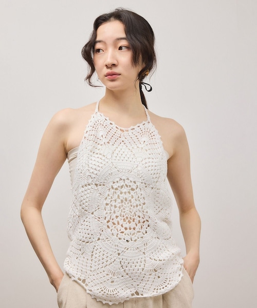 ADAM ET ROPE'（アダムエロペ）の「クロシェニットビスチェ（キャミソール・レディース・ホワイト/カーキ系・F）」の17枚目の写真