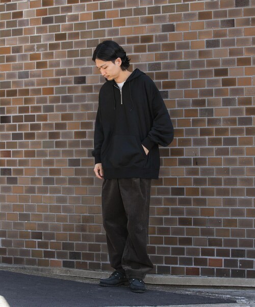 EKAL（エカル）の「QUICK DRY ハーフジップフーディー（スウェット・メンズ・グレー/ブラック・M/L）」の5枚目の写真