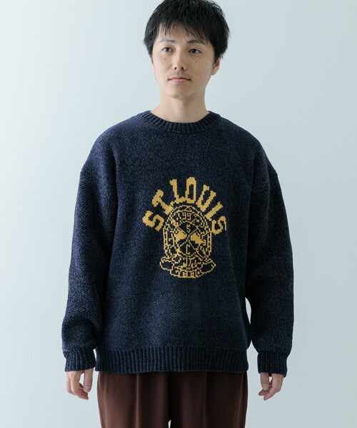 ITEMS URBANRESEARCH（アイテムズ アーバンリサーチ）の「カレッジロゴ モール クルーネック ニット（ニット/セーター・メンズ・NVY/BLK/BEG/MTD・M/L）」の21枚目の写真