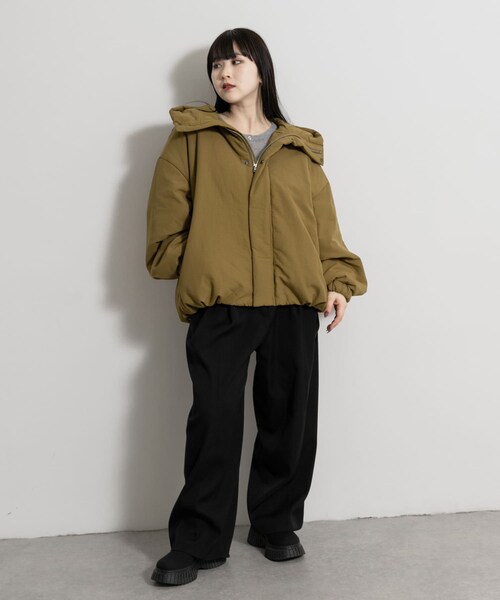 THE GOODLAND MARKET（ザグッドランドマーケット）の「『別注』MIDIUMISOLID×THE GOODLAND MARKET　hooded padding blouson（ブルゾン・レディース・black/b.khaki・38）」の16枚目の写真