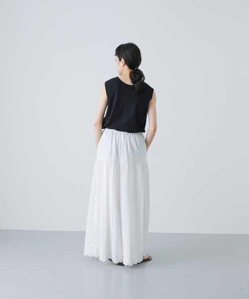 かぐれ（カグレ）の「フライスノースリーブカットソー（タンクトップ・レディース・GREGE/OFF/BLACK・FREE）」の19枚目の写真