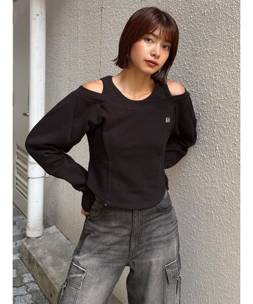 MURUA（ムルーア）の「タンクレイヤードスウェットトップス（スウェット・レディース・グレー/ブラック・F）」の2枚目の写真