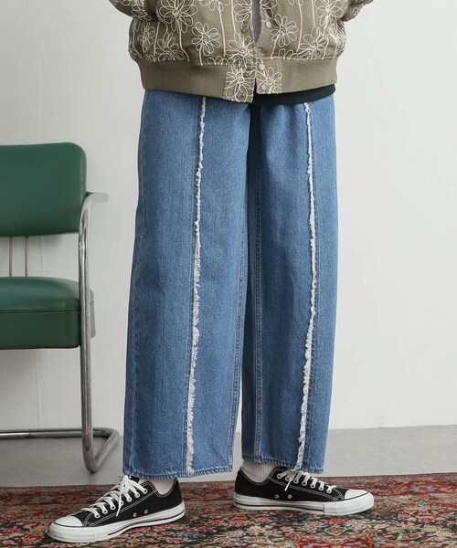 SENSE OF PLACE by URBAN RESEARCH（センスオブプレイスバイアーバンリサーチ）の「デニムフリンジパネルワイドパンツ（デニムパンツ・メンズ・BLACK/L.INDIGO・M/L）」の22枚目の写真