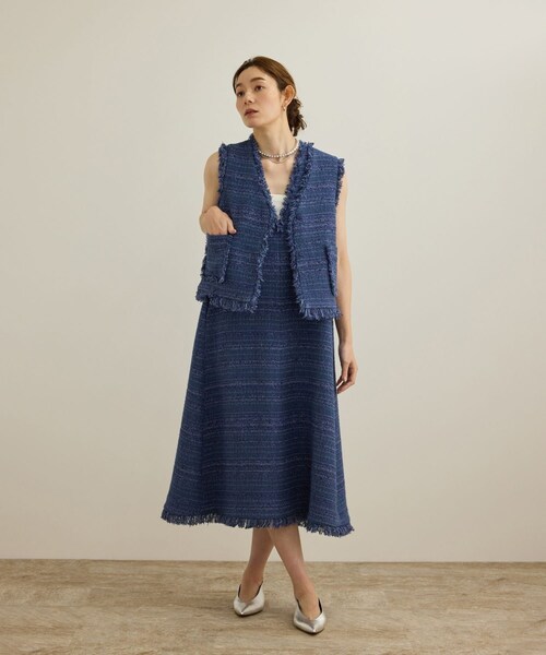 ROPE'（ロペ）の「【GIOLICA（ジオリカ）】別注TWEED V OP（ワンピース）（ワンピース・レディース・ホワイト/ブルー・36/38）」の9枚目の写真