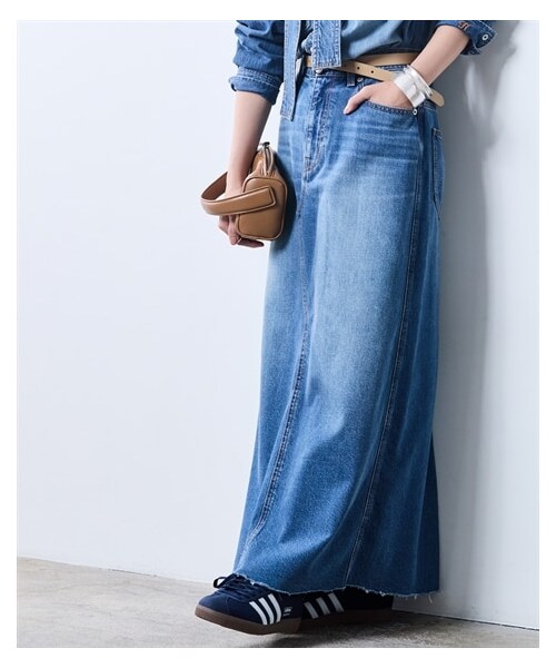 nissen（ニッセン）の「ライトオンスデニムロングスカート＜大きいサイズ有＞シックスタイル（スカート・レディース・ライトブルー系デニム/ブルー系デニム・6L/8L/10L）」の16枚目の写真