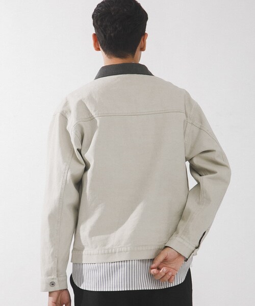 URBAN RESEARCH Sonny Label（アーバンリサーチサニーレーベル）の「ウォッシュドツイル襟切替ジャケット（ブルゾン・メンズ・アイボリー/ベージュ/チャコール・M/L）」の8枚目の写真