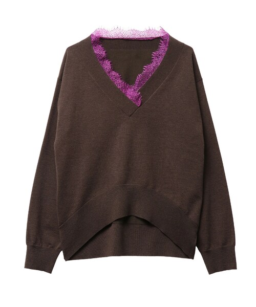 ELENDEEK(エレンディーク)の「LACE TRIMMING KT TOP(ニット/セーター・レディース・グレー/ブラック/ブラウン・F)」の9枚目の写真