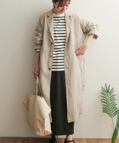 URBAN RESEARCH DOORS(アーバンリサーチドアーズ)の「リネンワイドチェスターコート(チェスターコート・レディース・NATURAL/BLUE・1)」の8枚目の写真